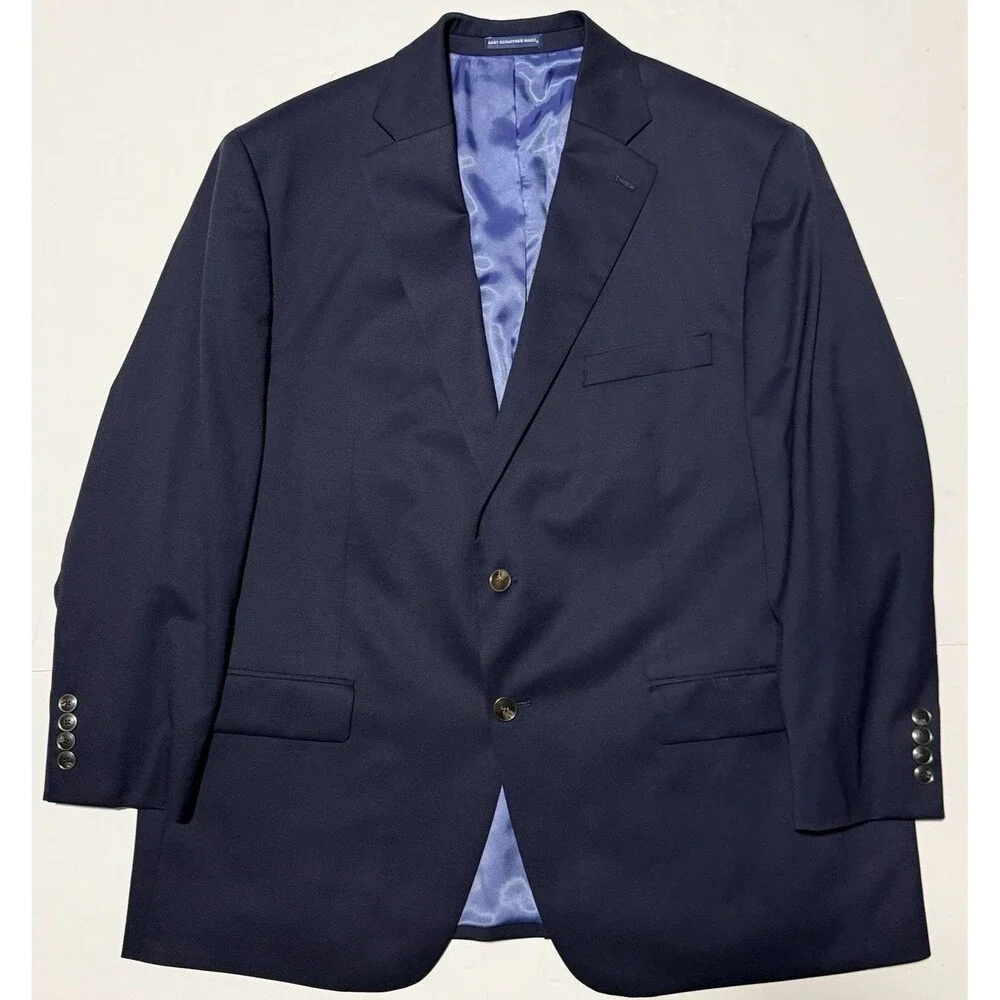 Hart Schaffner Marx Chicago Fit Men’s 46S Solid Navy Blue Wool Blend Blazer Coat